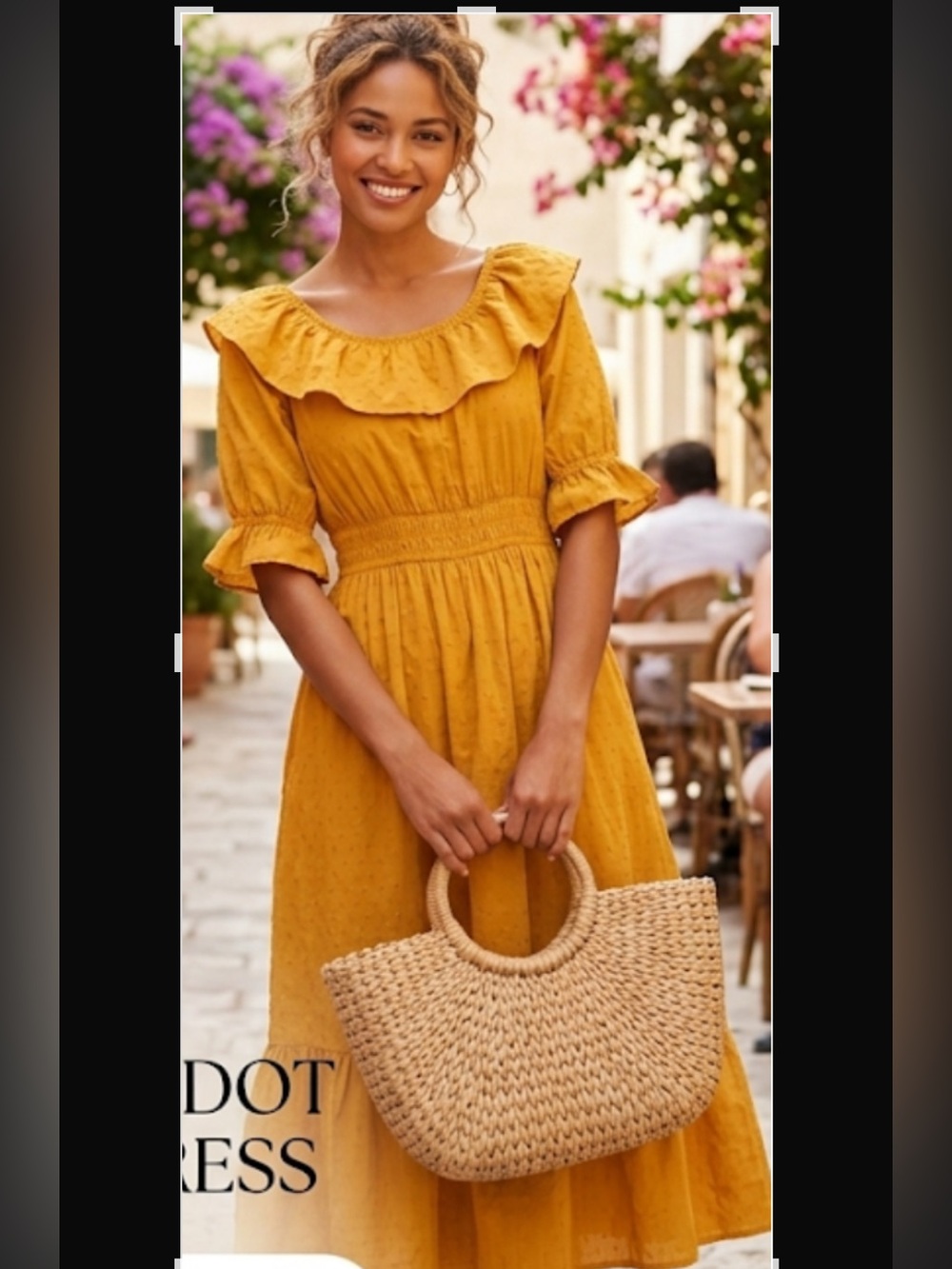 Universal Thread Mustard Ruffled Midi Dress